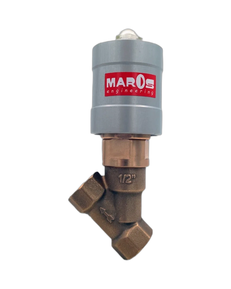 Pneumatically operated SRT valve, inclined seat with brass body - T1100031 - 1"